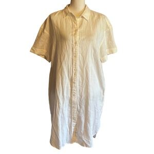 GAP White Linen Cotton Shirt Dress, medium, coastal, minimalist, resort, capsule